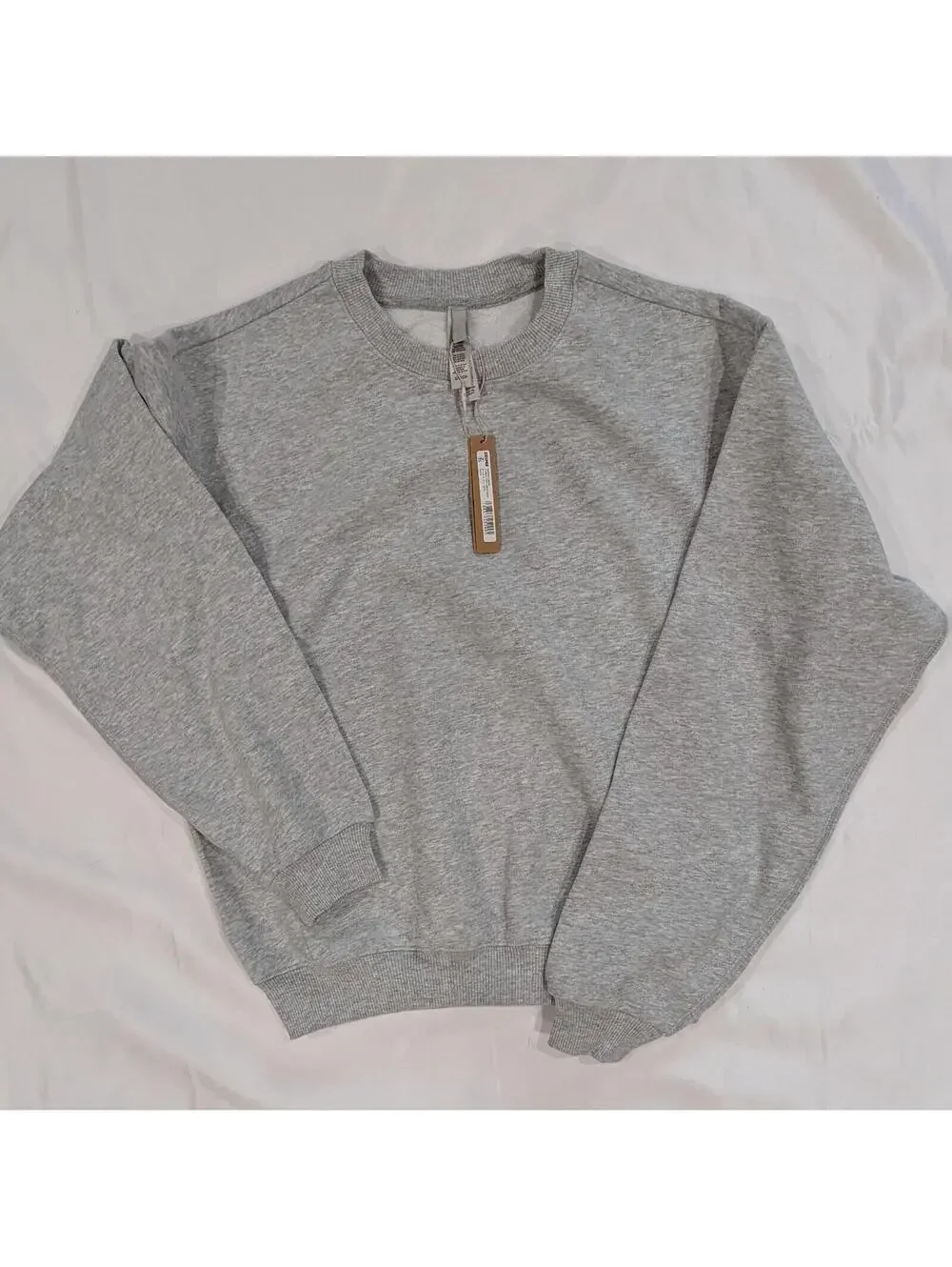 NWT $84 SKIMS Cotton Fleece Classic Crewneck Sweatshirt Light Heather Grey S - Picture 2 of 6